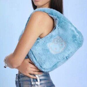 NEW Hello Kitty and Friends x Forever 21 Blue Faux Fur Hello Kitty Handbag